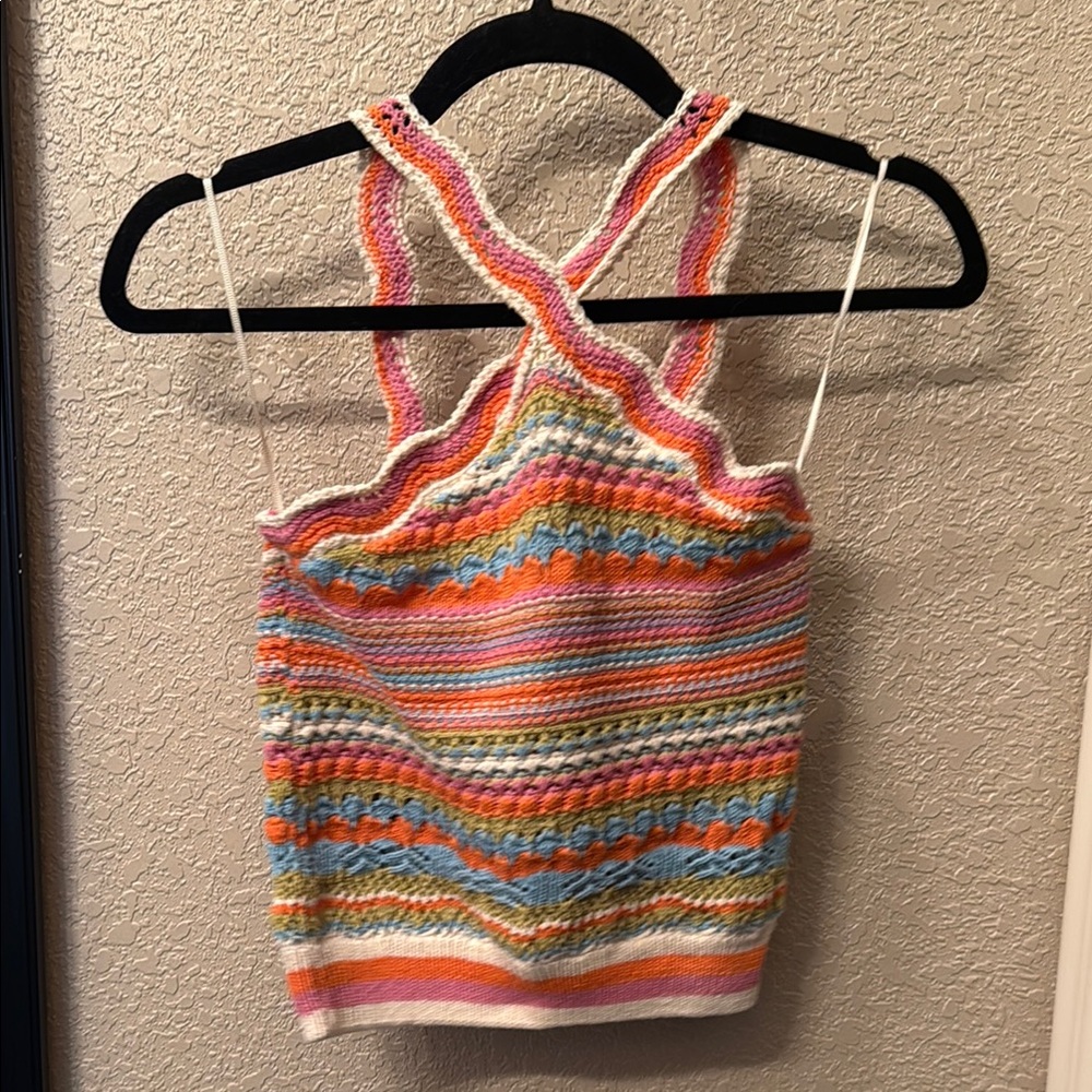 Zara Multicolor Halter Knit Crop Top